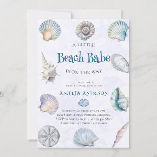 Convites Watercolor Beach Babe no Way Ocean Chá de fraldas