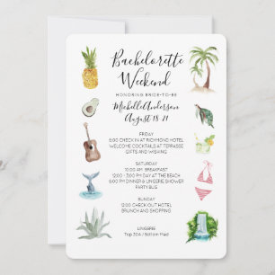 Convites Watercolor Beach Bachelorette Weekend Itinerary