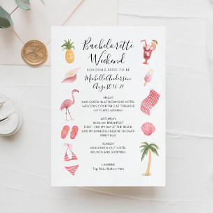 Convites Watercolor Beach Bachelorette Weekend Itinerary