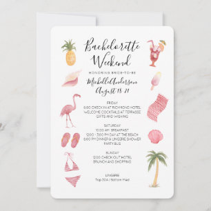Convites Watercolor Beach Bachelorette Weekend Itinerary