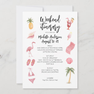 Convites Watercolor Beach Birthday Weekend Itinerary