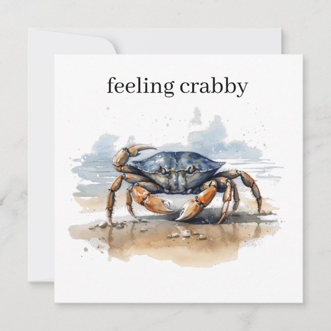 Convites Watercolor Beach Crab, personalizado (Frente)