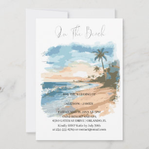 Convites Watercolor Beach No Beach Wedding