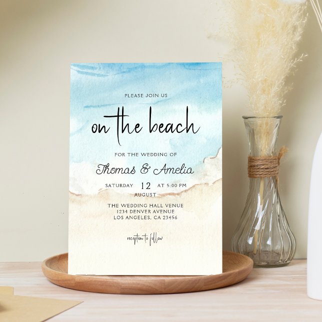Convites Watercolor Beach No Casamento Beach Summer (Criador carregado)