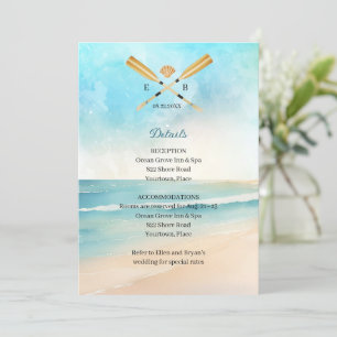 Convites Watercolor Beach Oars Casamento Inserir Recepção