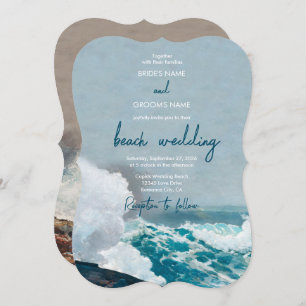 Convites Watercolor Beach Ocean Ong Casamento Monograma