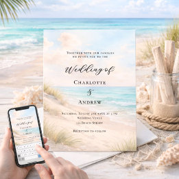 Convites Watercolor beach sand dunes wedding