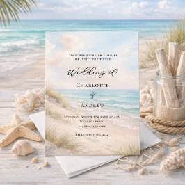 Convites Watercolor beach sand dunes wedding
