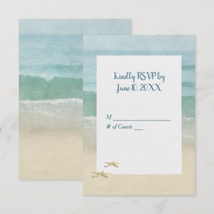 Convites Watercolor Beach Starfish Weding RSVP