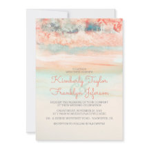 Watercolor Beach Weding Pink Blue