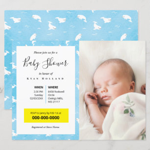Convites Watercolor Beluga Whale Foto Personalizada