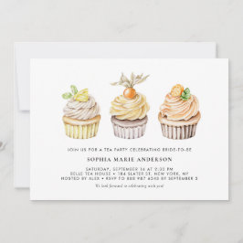 Convites Watercolor Berry e Citrus Cupcakes Tea Party