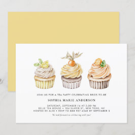 Convites Watercolor Berry e Citrus Cupcakes Tea Party