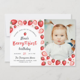 Convites Watercolor Berry First Sweet Birthday Foto