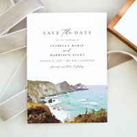Watercolor Big Sur California Costa Salve a Data