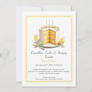 Convites Watercolor Birthday Cake Invance - amarelo