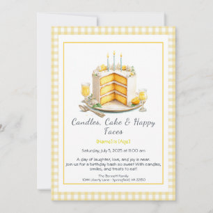 Convites Watercolor Birthday Cake Invance - amarelo
