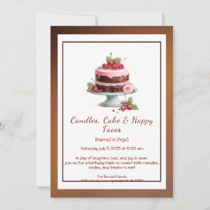 Convites Watercolor Birthday Cake Invance - chocolate