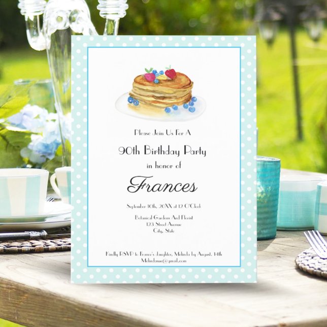 Convites Watercolor Birthday Pancake BrunParty (Personalize with a Click: Easily Customize Your Invitations and Make Them Truly Yours!)