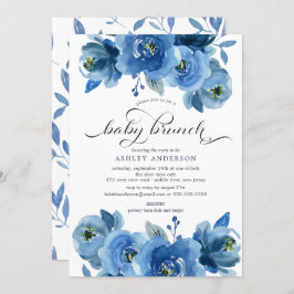 Convites Watercolor Blue Floral Baby Brunch