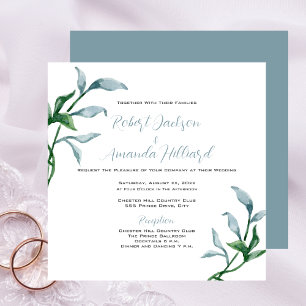 Convites Watercolor Blue Green deixa casamento legante
