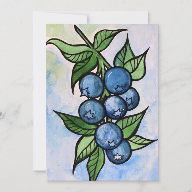 Convites Watercolor Blueberries (Frente)