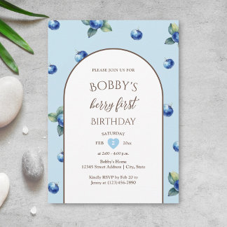 Convites Watercolor Blueberry Baby Boy Berry Primeiro Anive
