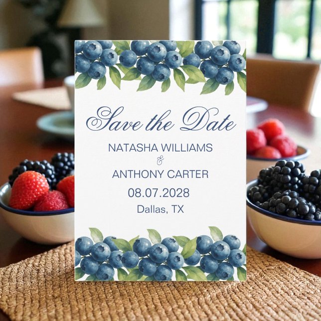Convites Watercolor Blueberry Wedding Save the Date (Criador carregado)