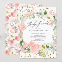 Watercolor Blush Rosa Peonies Floral Baby Brunch