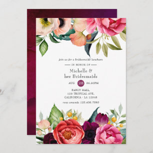 Convites Watercolor Boho Floral Bridesmaids Luncheon