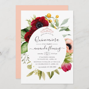 Convites Watercolor Boho Floral Quinceañera