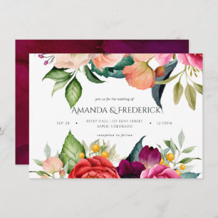 Convites Watercolor Boho Floral Wedding