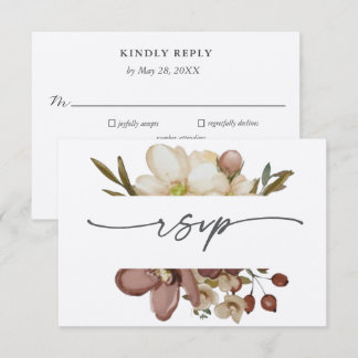 Convites Watercolor Boho Neutral & Rose Wedding RSVP
