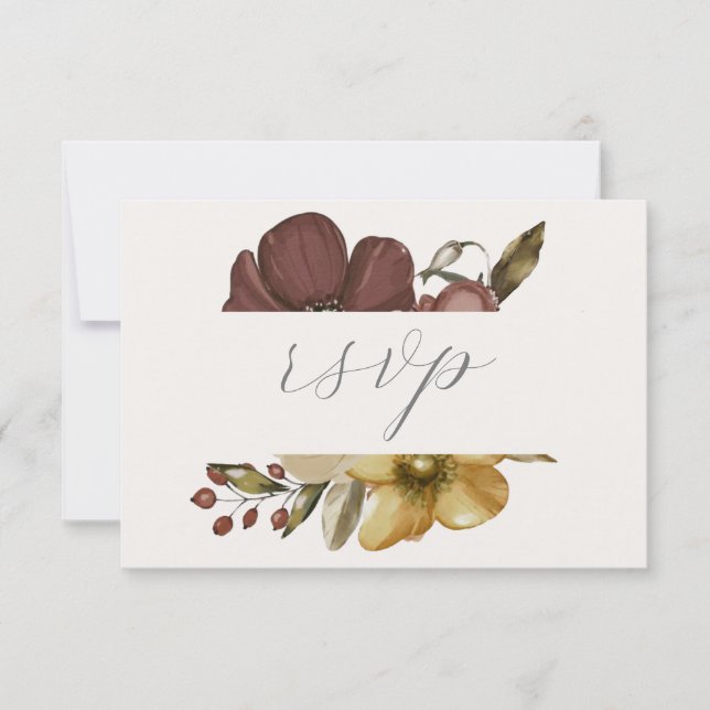 Convites Watercolor Boho Neutral Wedding RSVP (Frente)