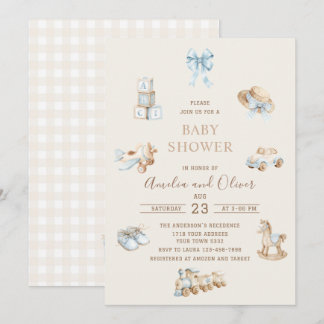Convites Watercolor Boho Nursery boy  baby shower