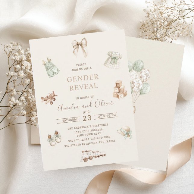 Convites Watercolor Boho Nursery gender reveal  baby shower (Criador carregado)