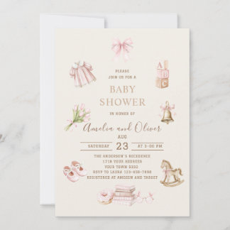 Convites Watercolor Boho Nursery girl baby shower
