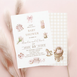 Convites Watercolor Boho Nursery girl  baby shower