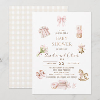 Convites Watercolor Boho Nursery girl  baby shower