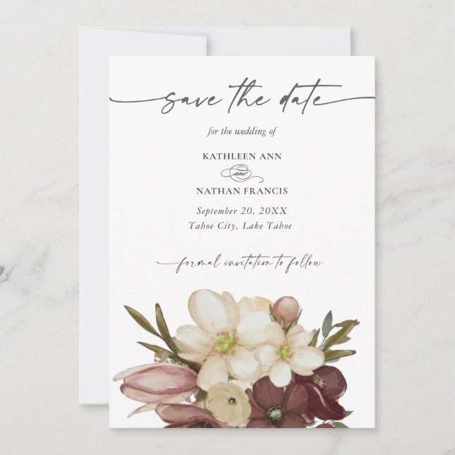 Convites Watercolor Boho Rose & Neutral  Save the Date (Frente)