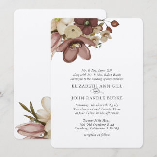 Convites Watercolor Boho Rose & Neutral Wedding