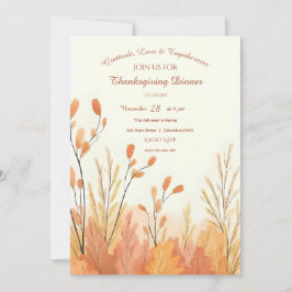 Convites Watercolor Boho Rustic Pampas Grass Ação de Graças