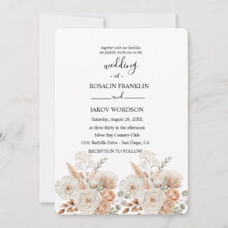 Convites watercolor boho wedding Invitation