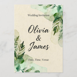 Convites Watercolor Botanical Leaves Invitation