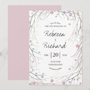 Convites Watercolor Boughs Whimsical Save the Date Card