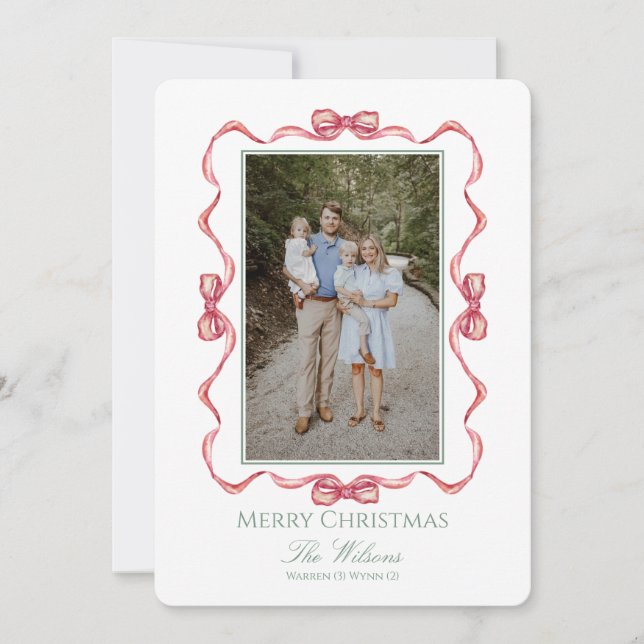 Convites Watercolor Bow Christmas Card (Frente)