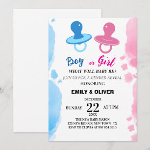 Convites Watercolor boy de gênero feminino revela