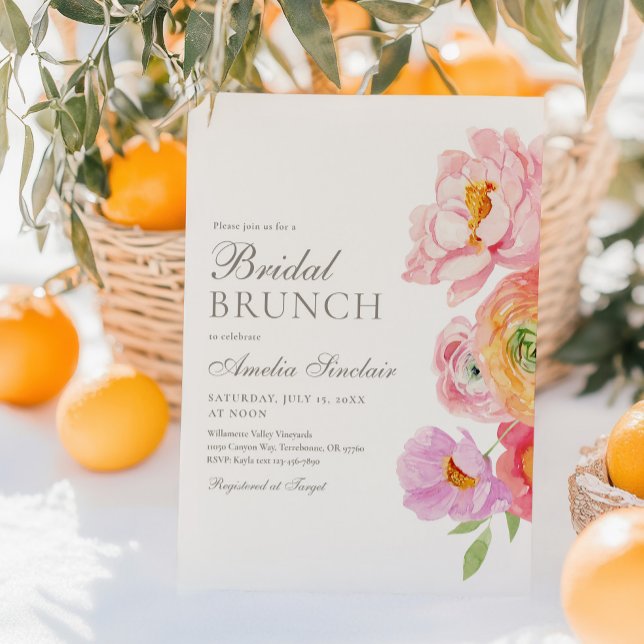 Convites Watercolor Bright Floral Bridal Brunch Invitation (Criador carregado)
