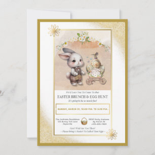 Convites Watercolor Bunny Páscoa Brunch e Ovo Hunt Floral