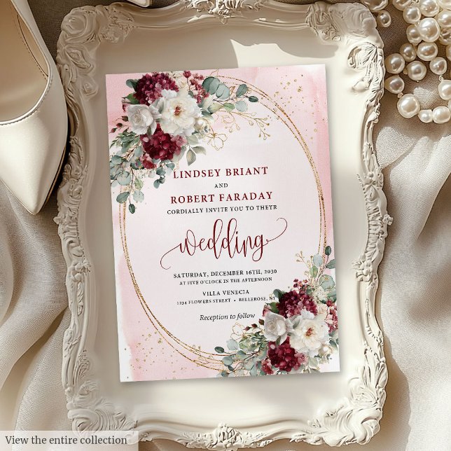Convites Watercolor Burgundy Blush Invitation Suite (Watercolor Burgundy Blush Wedding Invitation Suite)